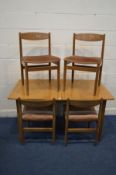 A YOUNGER TEAK EXTENDING TABLE, with a single fold out leaf, length 135cm x depth 81cm x height 73cm