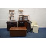 A COLLECTION OF VARIOUS FURNITURE, to include a mahogany corner tv stand and matching hi fi cabinet,