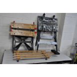 A BLACK AND DECKER WORKMATE, another folding workbench and a Mechanics Crawler board (3)