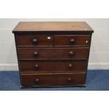 A GEORGIAN MAHOGANY AND CROSSBANDED CHEST OF TWO SHORT AND THREE LONG DRAWERS, width 108cm x depth