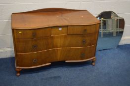 AN EARLY TO MID 20TH CENTURY WALNUT DRESSING TABLE/CHEST OF FOUR DRAWERS, width 114cm x depth 52cm x