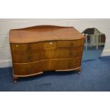 AN EARLY TO MID 20TH CENTURY WALNUT DRESSING TABLE/CHEST OF FOUR DRAWERS, width 114cm x depth 52cm x