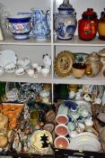 SIX BOXES AND LOOSE CERAMICS AND GLASSWARE, including an Adderley spotted tea and coffee set, some