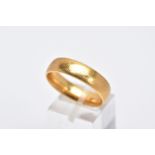 AN 18CT GOLD WIDE BAND, of a plain polished design, approximate width 6mm, hallmarked 18ct gold