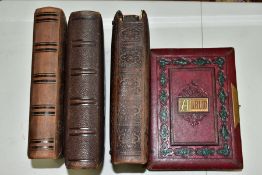 PHOTOGRAPH ALBUMS, four Victorian/Edwardian photograph albums, leather bound with incomplete or