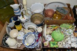 THREE BOXES AND LOOSE CERAMICS, STONEWARE ETC, to include Royal Winton and Shorter & Son floral