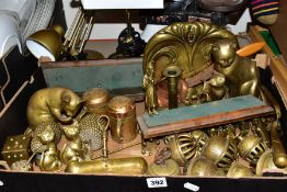 VARIOUS BRASSWARES, SCALES, ETC, to include desk light, an angle poise lamp, Avery scales and