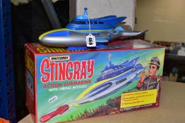 A BOXED MATCHBOX STINGRAY ACTION SUBMARINE, No.SR220, appears complete with four missiles, very