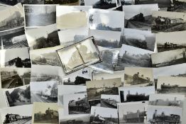 A QUANTITY OF BLACK AND WHITE POSTCARD SIZE RAILWAY PHOTOGRAPHS, majority are L.M.S. Or B.R. (ex L.