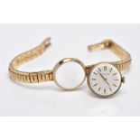 A LADIES 9CT GOLD 'CERTINA' WRISTWATCH, hand wound movement, with a round silver dial signed '