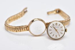 A LADIES 9CT GOLD 'CERTINA' WRISTWATCH, hand wound movement, with a round silver dial signed '