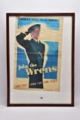 A VINTAGE WWII 'JOIN THE WRENS' RECRUITING POSTER, framed, approximate size 57cm x 36cm, some