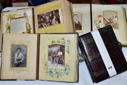 PHOTOGRAPH ALBUMS, four Victorian/Edwardian/early 20th Century photographs albums, leather bound,