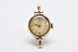 A 9CT GOLD WATCH CASE, hand wound, circular discoloured dial signed 'Tudor Royal', Arabic and