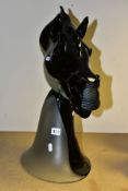 A CONTEMPORARY MURANO GLASS SCULPTURE OF A HORSE'S HEAD 'TESTE CAVALLIER', the upper half black, the