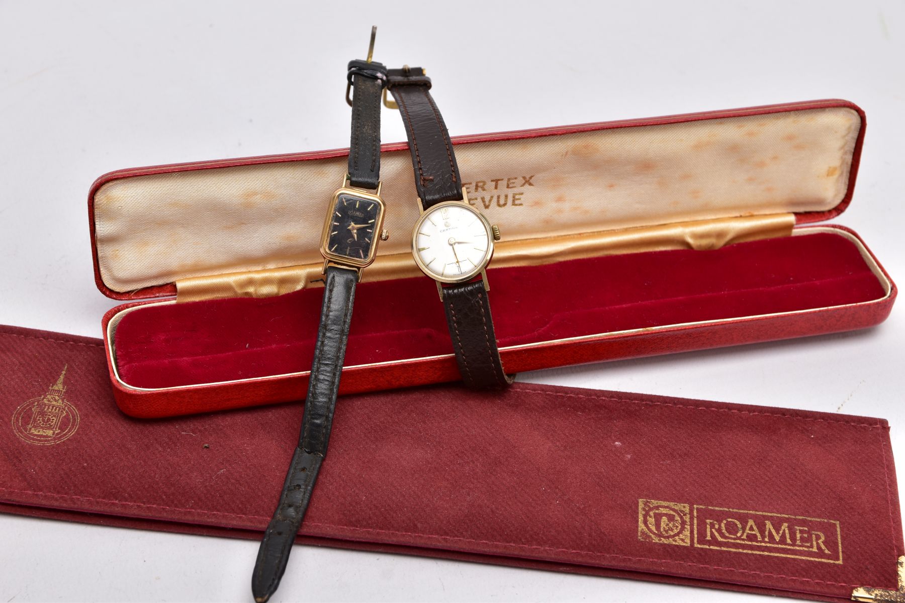 A LADIES 9CT GOLD 'CERTINA' WRISTWATCH AND A 'ROAMER' WRISTWATCH, the 9ct gold 'Certina' hand - Image 3 of 5