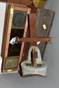 AN UNDERWOOD AND UNDERWOOD STEREO VIEWER of wood and metal construction, together with a box and