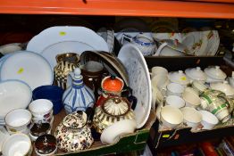 FOUR BOXES OF ASSORTED 20TH CENTURY CERAMICS, predominately tea, dinner and Kitchen Ware, mostly