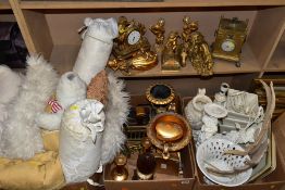 FOUR BOXES AND LOOSE OF MODERN FURNISHINGS, to include cushions, gilt decorated cherub