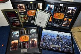 LORD OF THE RINGS INTEREST, comprising three framed strips of 35mm film, nine strips per frame