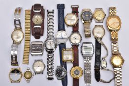 A BOX OF ASSORTED WRISTWATCHES, to include watches such as a 'Ventura' with a round gold tone dial
