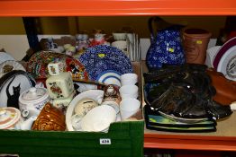 TWO BOXES AND LOOSE CERAMICS etc, to include Coalport Countryware Avocado dishes and napkin rings,