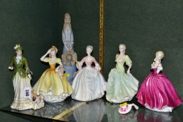 A GROUP OF SIX CERAMIC LADY FIGURINES, comprising Royal Doulton Sarah HN3852, Diana HN3266 with
