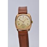 A GENTS 9CT GOLD CASED WRISTWATCH, round silver dial signed 'Certina' Arabic numerals and baton