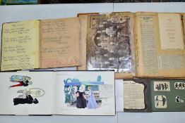 EARLY 20TH CENTURY SCRAPBOOKS, four examples, scrapbook one contains an unusual collection of