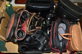 EIGHT PAIRS OF BINOCULARS, including Bell and Howell, Boots, Smith of Kendall, Antoria Paris,