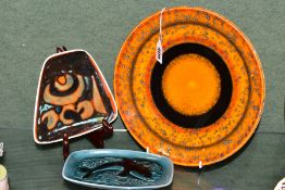 THREE PIECES OF POOLE POTTERY, comprising 'Saturn' dish, limited edition from the planets series