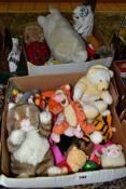 A QUANTITY OF MODERN SOFT TOYS, to include Winnie-the-Pooh (two boxes)
