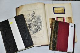 VICTORIAN SCRAPBOOKS, three examples, scrapbook one contains newspaper cuttings, writings and