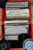 TWO TRAYS CONTAINING APPROXIMATELY SIXTY LP's AND 12'' SINGLES, SEVENTEEN 78s AND ONE HUNDRED AND