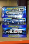 THREE BOXED SCALEXTRIC FORD LOTUS CORTINA SALOON CARS, No.71 Jim Clark, (C2913) 1964 East African