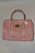 A MULBERRY BAYSWATER DARK BLUSH LEATHER HANDBAG, with serial no 5388301, approximate measurements