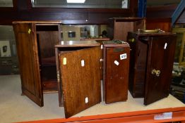 A QUANTITY OF ASSORTED EMPTY WOODEN MICROSCOPE CASES, some with keys, all in used and worn condition