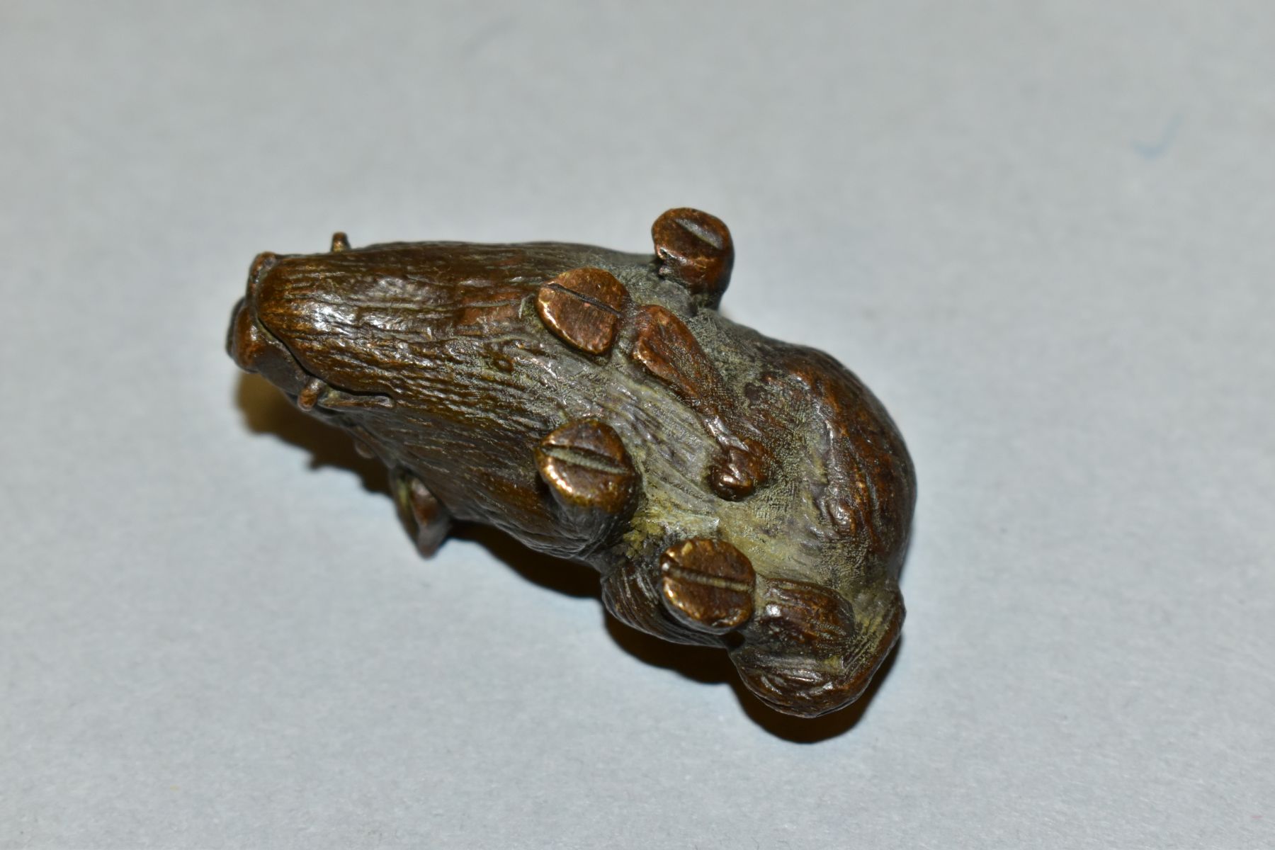 A 20TH CENTURY SMALL BRONZE FIGURE OF A SEATED HOG, unmarked, height 2.2cm x length 5.1cm - Bild 5 aus 5