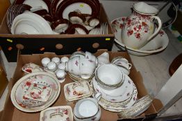 TWO BOXES OF CERAMICS AND LOOSE, including an early 20th Century Spode Imperial wash jug, bowl,