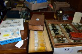 A LARGE QUANTITY OF ASSORTED MICROSCOPE SLIDES, Victorian and later, many named, biology, insects,