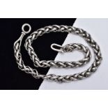 A GEORG JENSON SILVER WHEAT CHAIN, length 430mm, fitted with a fishhook clasp signed 'Georg