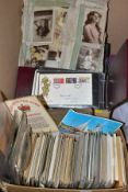 POSTCARDS, a collection of over six hundred and fifty mid 20th century postcards in two boxes,