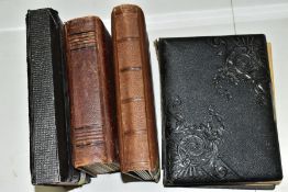 PHOTOGRAPH ALBUMS, four Victorian/Edwardian/early 20th Century photograph albums, leather bound,