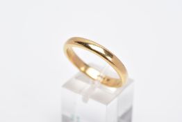 A 9CT GOLD WEDDING BAND, of a plain polished design, hallmarked 9ct gold Birmingham, ring size U,