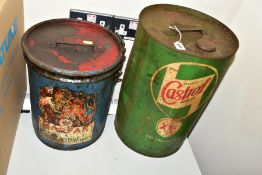 A VINTAGE WAKEFIELD CASTROL XXL MOTOR OIL 5 GALLON DRUM, complete with cap and bung, with a Caltex