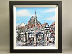 PHILIP BISSELL (BRITISH CONTEMPORARY) 'MARKET CROSS, SALISBURY' a modern townscape, signed bottom