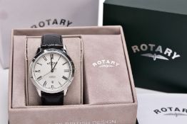A GENT'S 'ROTARY' CAMBRIDGE AUTOMATIC WRISTWATCH, round silver dial signed 'Rotary', Roman numerals,