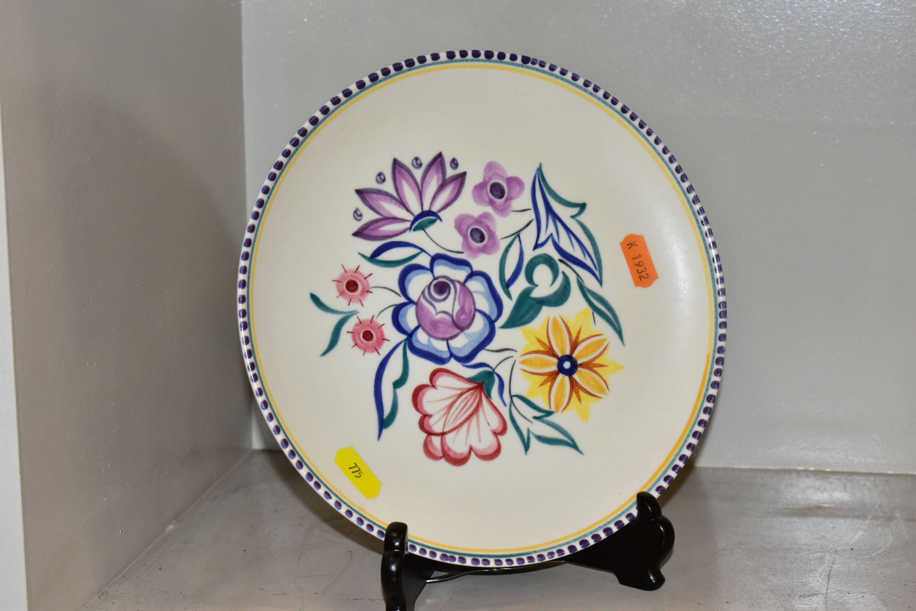 A POOLE POTTERY DELPHIS CIRCULAR CHARGER, diameter 35cm, together with a Poole hand painted plate - Image 2 of 4