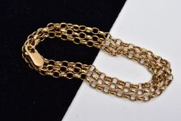 A YELLOW METAL BELCHER LINK CHAIN, fitted with a lobster claw clasp, stamped '375', length 490mm,