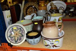 ASSORTED DENBY STONEWARE etc to include an Egyptian collection plate, green bodied jug with white